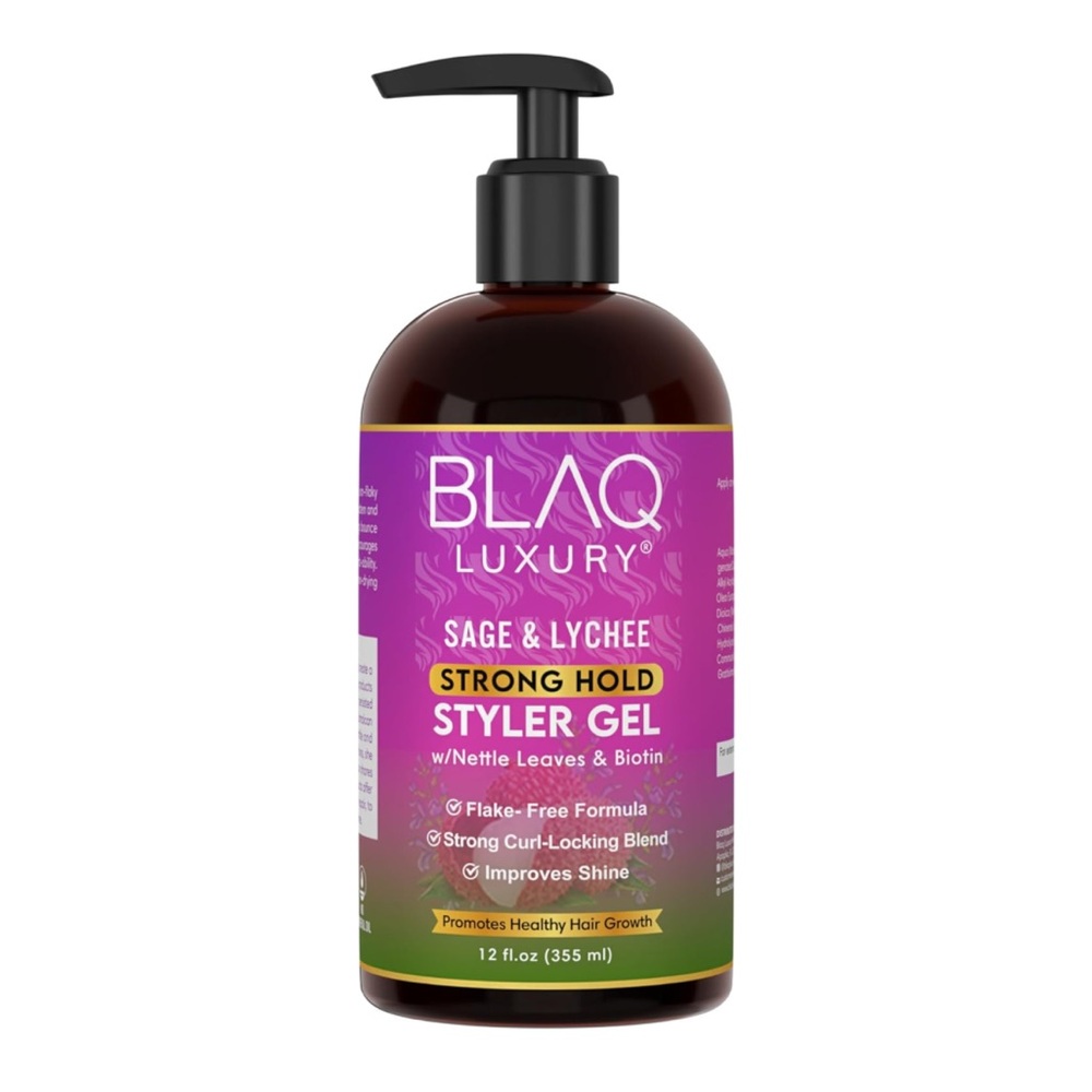 Blaq Luxury Sage & Lychee Strong Hold Styler Gel - Black